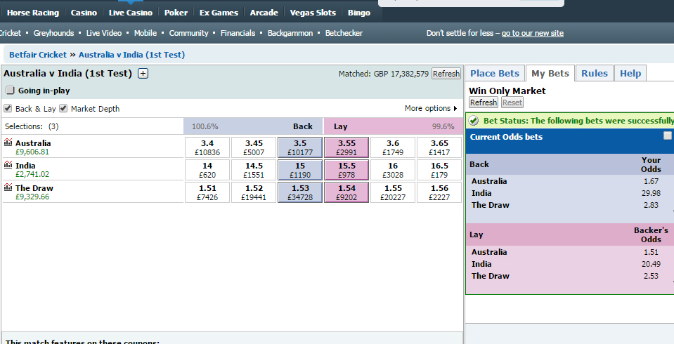 Greened up for a profit of over £9k at Betfair